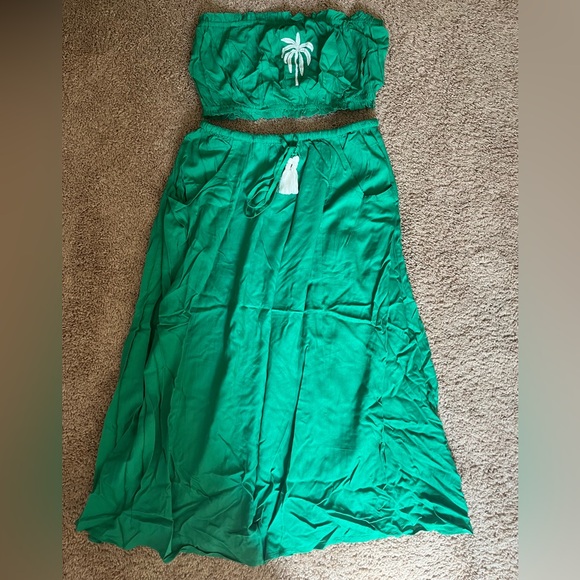Club Z Collection Green Palm Tree Top & Skirt Matching Set - Picture 1 of 7